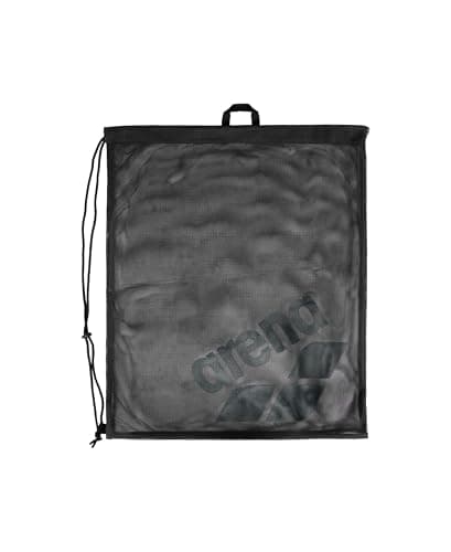 ARENA One Go Pool Gear Sack Swim Mesh Bag Drawstring Satchel for Swim Accessories Quick Dry Polyester Equipment Tote for Swim Team Practice Black 40 Liters