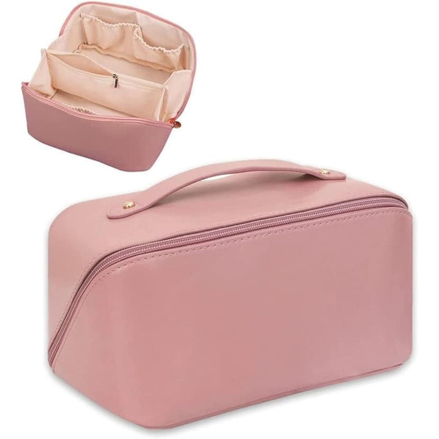 LOXBEE Travel Makeup Bag Large Capacity Cosmetic Bag with Compartment Waterproof PU Leather Makeup Bag Pouch for Women and Girl Multicolor