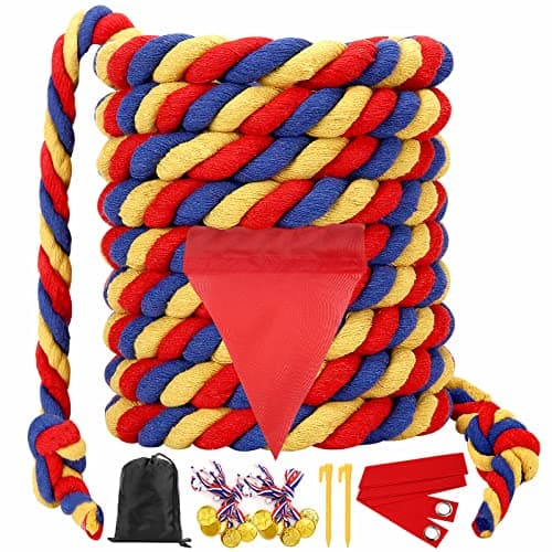 Field Day Tug of War Rope for Kids and Adults Outdoor Lawn Yard Family Reunion Birthday Party Games Outside Backyard Camping Picnic Games Backyard Carnival Games Fun for Team Building Activities