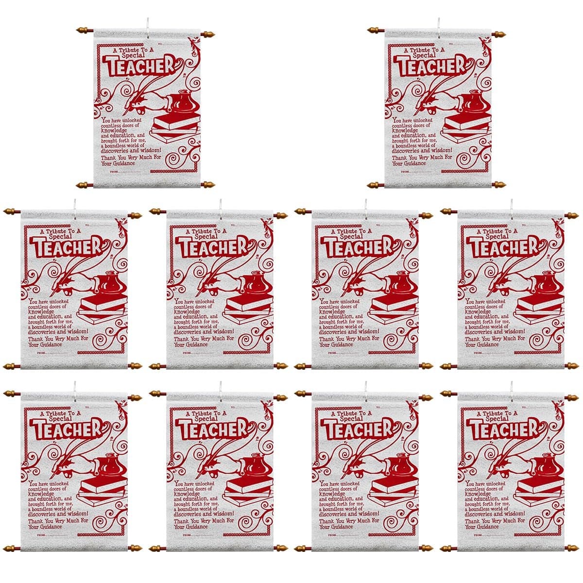 Natali Traders Teachers Day Gift for Teacher World Best Teacher Scroll Card Pack of 10 Bulk Gifts for Teacher Farewell Gift for Teachers Teachers Day Special Combo