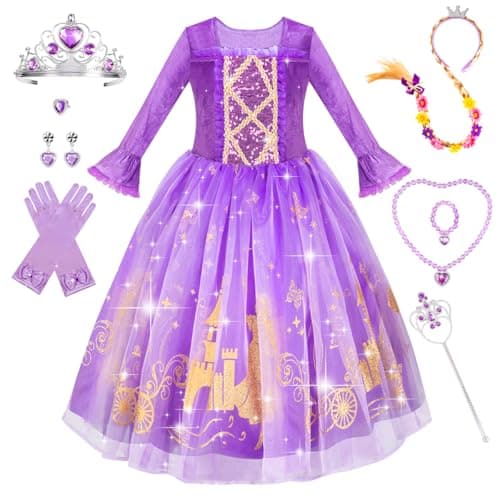 Meland Princess Dress Up for Girls 3-8, Dress Up Clothes for Girls Halloween Costumes Birthday Gift for Toddler Girls