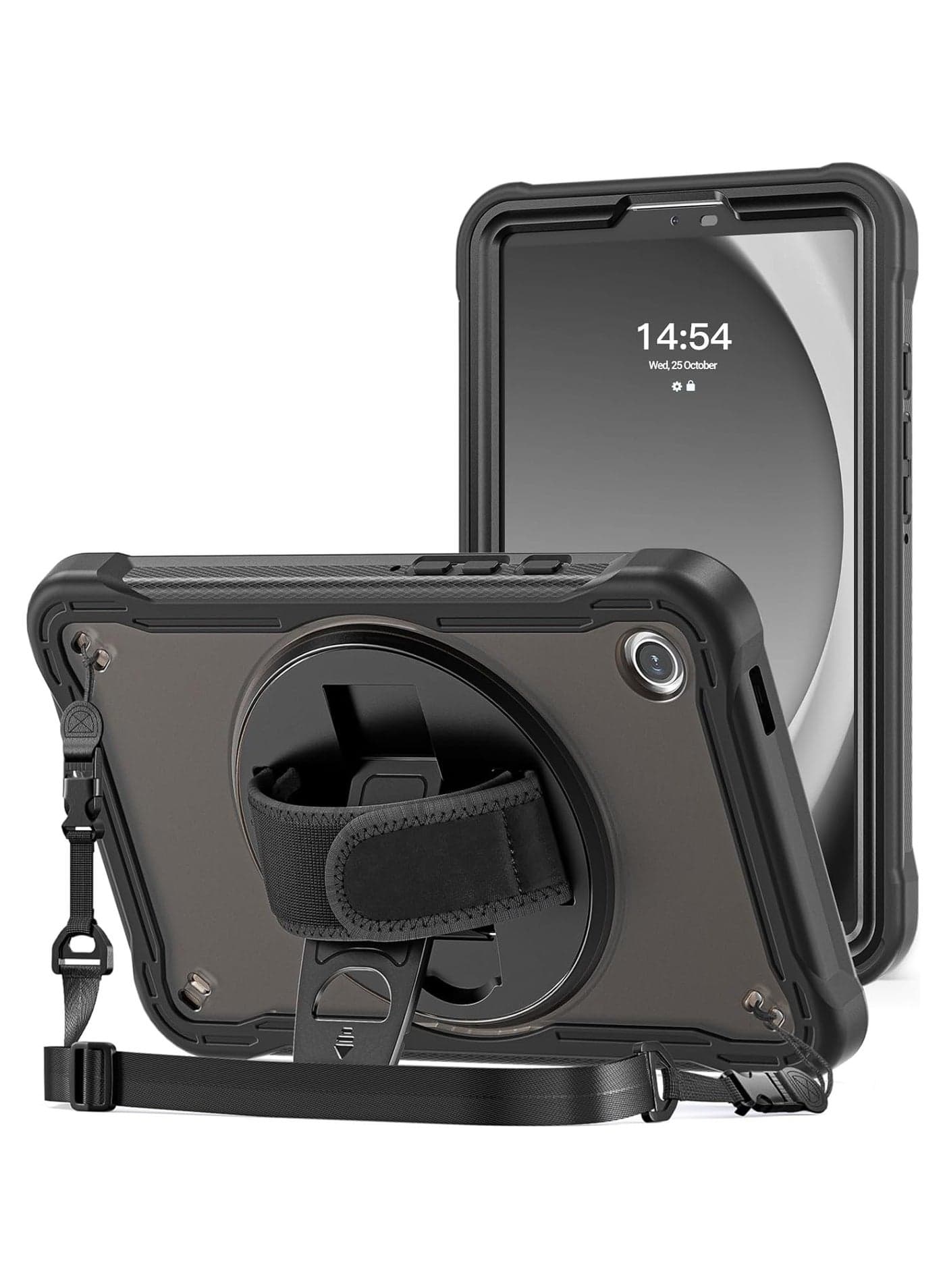 Compatible for Galaxy Tab A9 8.7 Inch 2023 Case, Heavy Duty Shockproof Rugged Case 360 Degree Rotatable Kickstand Protective Cover for 8.7 Tab A9 Tablet SM-X110/X115/X117 -Black
