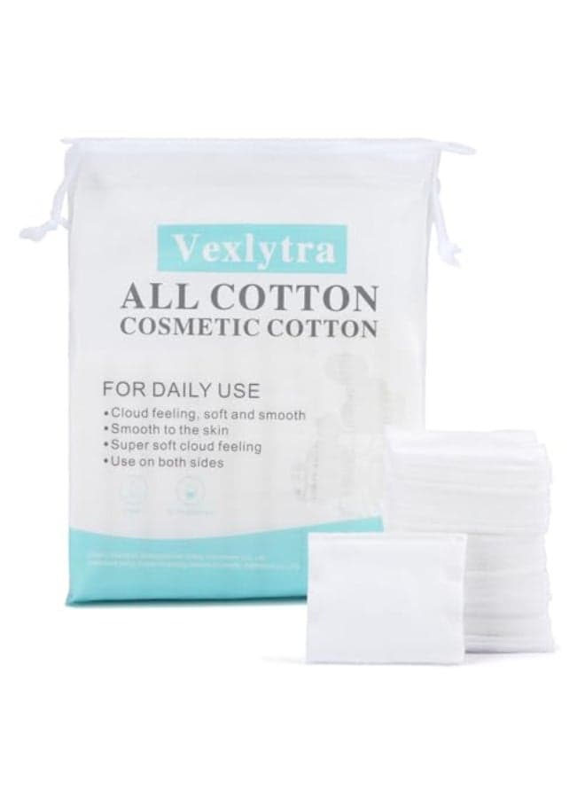 Vexlytra Square Cotton Pads for face Cotton Squares for Face Lips Eyes 100 Pure Cotton Hypoallergenic UltraSoft LintFree for Gentle Skincare 200PCS