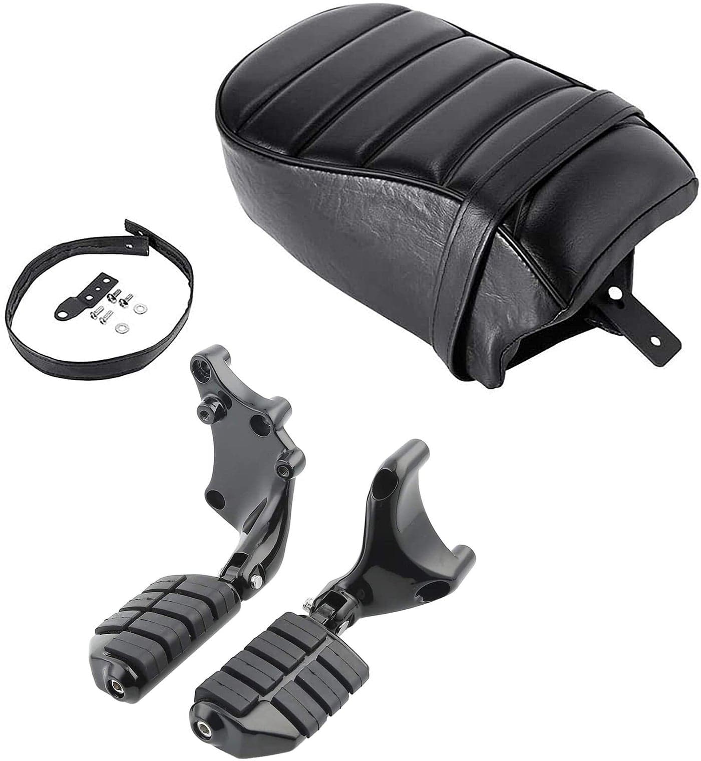 WOWTK Passenger Pillion Seat with Passenger Anti Vibration Rubber Footpeg Mount Kit fits for Harley 2016-2022 Sportster Iron 883 XL883N Models