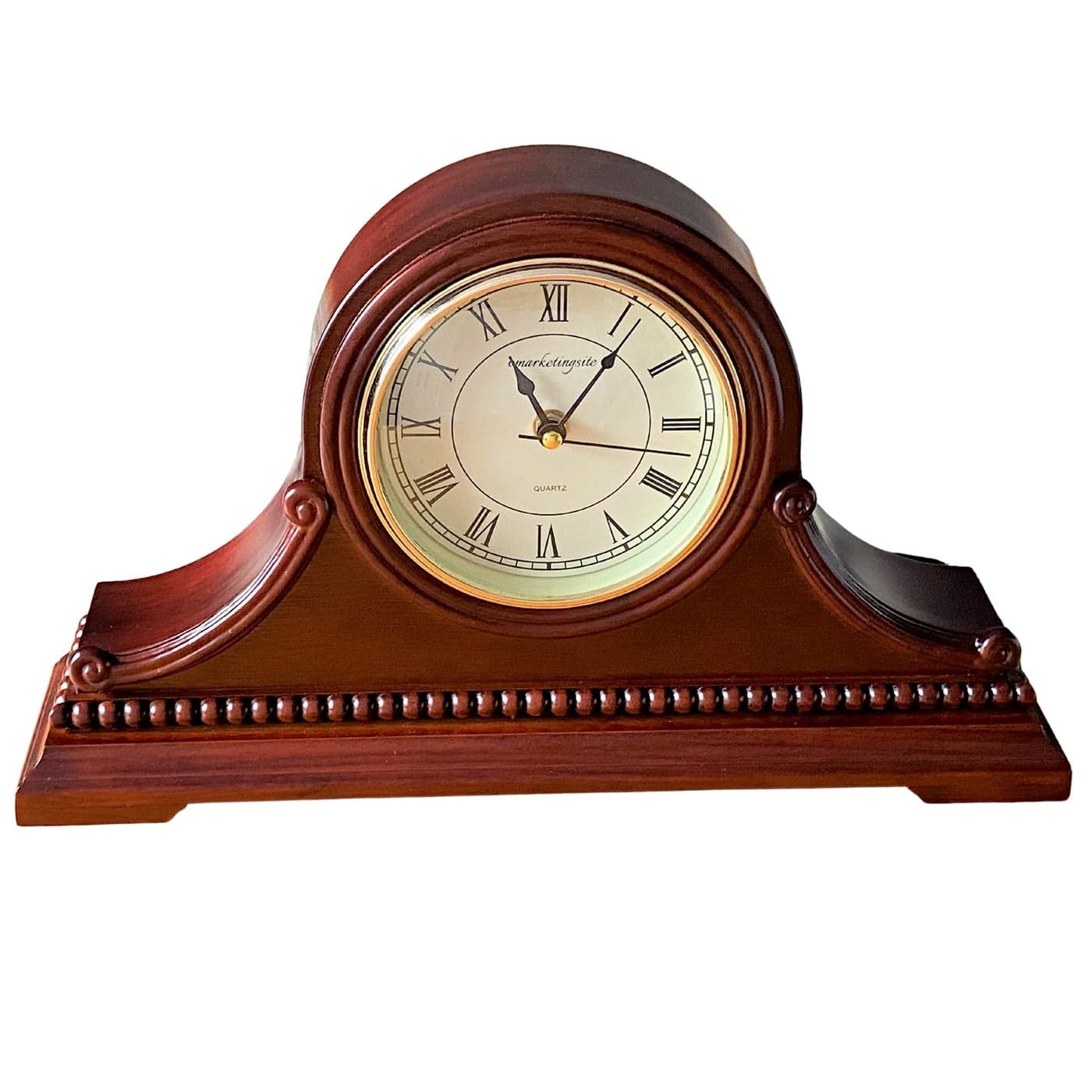 Vmarketingsite Mantel Clocks Battery Operated Silent Wood Table Clock with Westminster Chimes On The Hour Solid Wooden Shelf Decorative Chiming Mantle Clock 9 x 16 x 3 Maroon Roman Numerals
