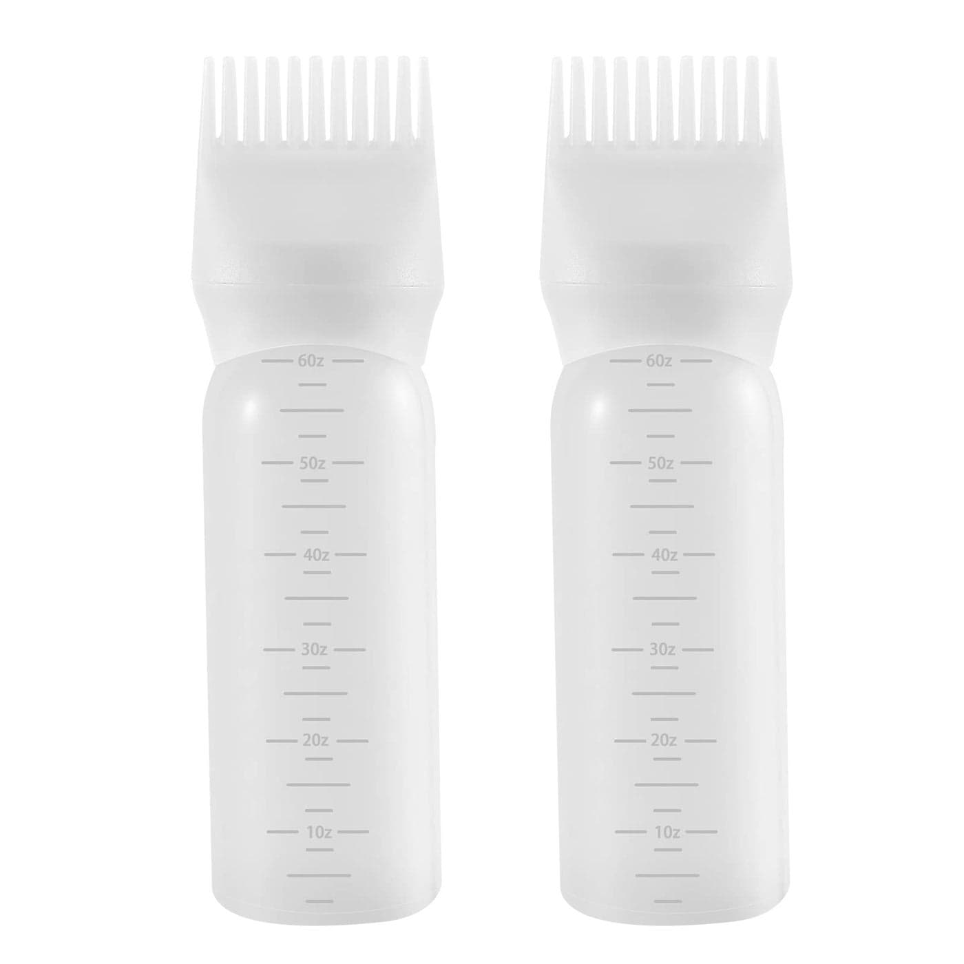 Pimoys Root Comb Applicator Bottle 6 Ounce 2 Pack Hair Oil Applicator Applicator Bottle for Hair Dye Applicator Bottle with Graduated Scale White
