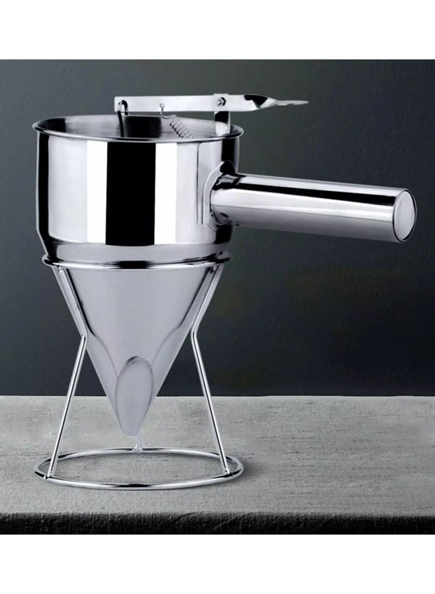 Stainless Steel Pancake Batter Dispenser, Funnel Dispenser with Stand for Takoyaki and Baking