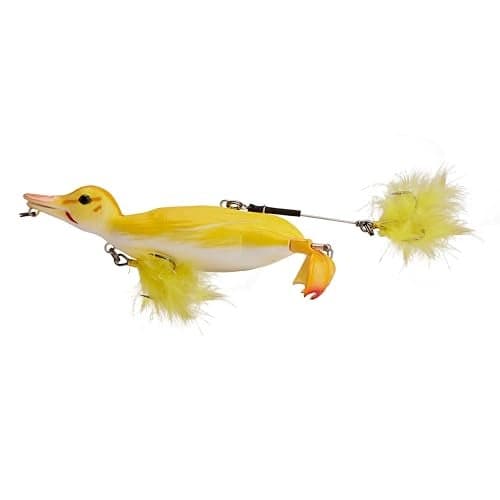 Savage Gear 3D Duck Fishing Bait, 4 1/4 oz, Yellow Duckling, Realistic Contours, Colors & Movement, Durable ABS Construction, Versatile Rigging Options, Dual Smash Tails, Dual Treble Hooks