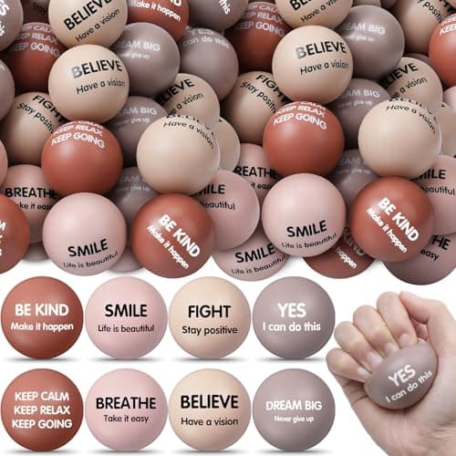Liliful 48 Pcs Motivational Stress Balls Bulk Inspirational Squeeze Balls for Adults Anxiety Relief Fidget Toys Office Employee Gifts Classroom Rewards 22 Inch Nude