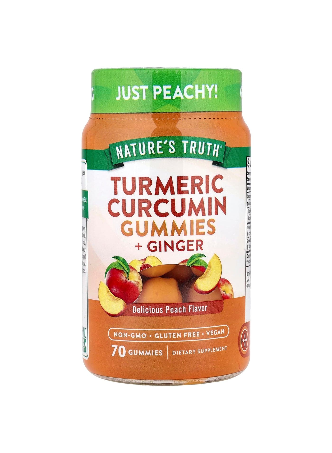 Turmeric Curcumin + Ginger Gummies , Delicious Peach, 70 Gummies
