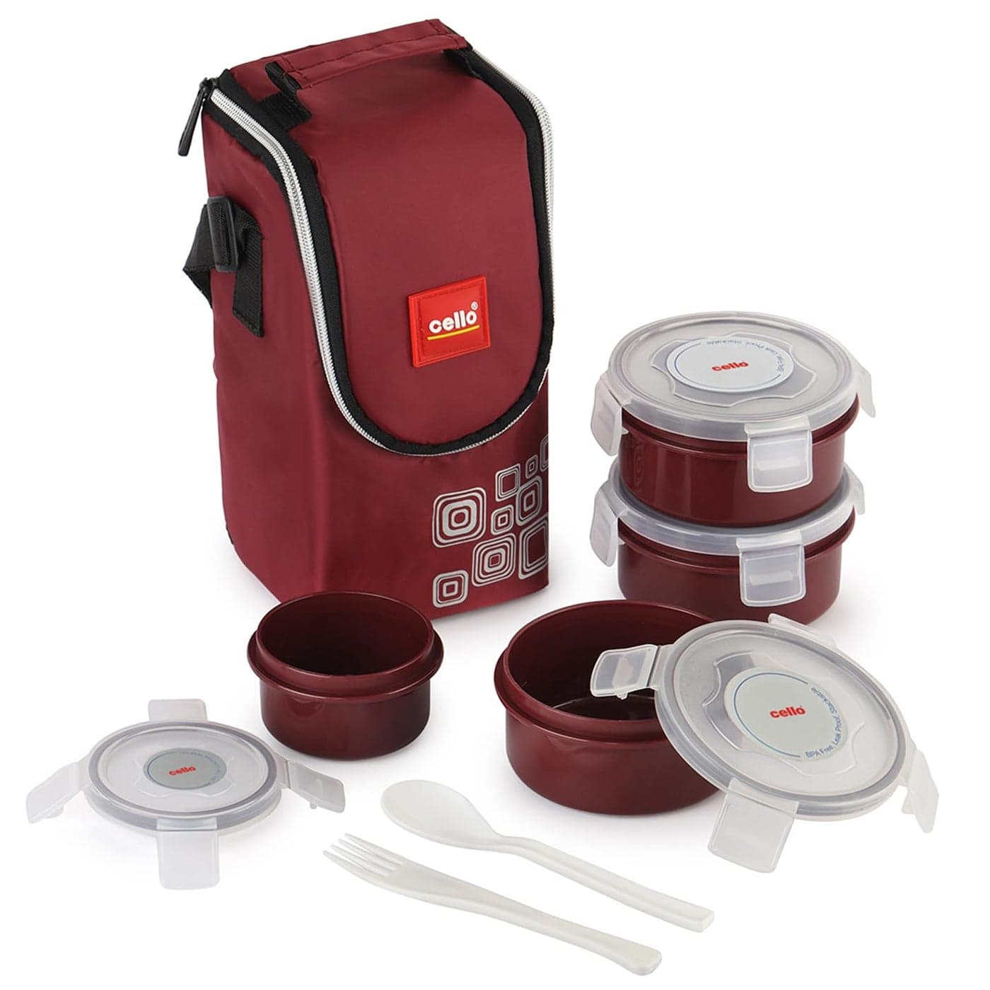 CELLO MF Click Polypropylene Lunch Box Set 300ml 4Pieces Brown