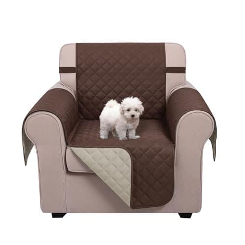 U-NICE HOME Recliner Chair Covers Reversible Chair Cover Pet Covers for Dogs with Elastic Straps Water Resistant Diamond Quilted (23''Recliner Small, Coffee/Beige)
