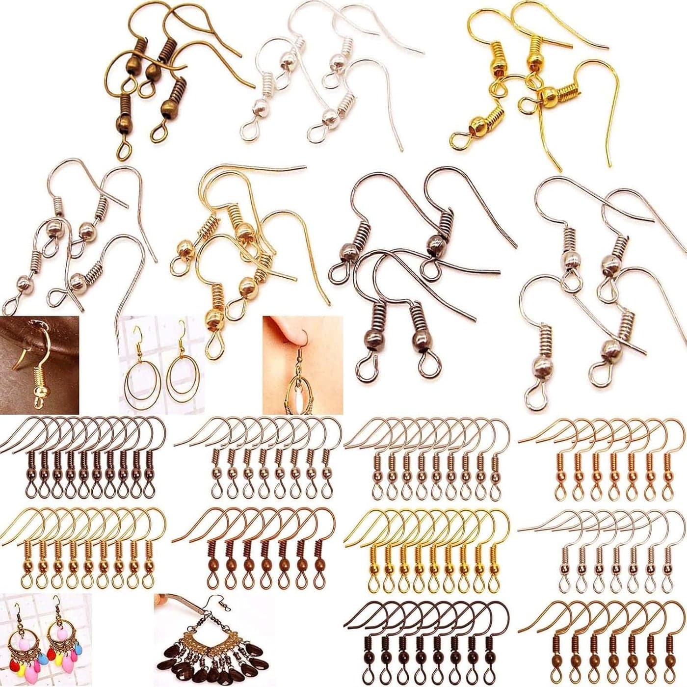 DIY Crafts 25 Pcs Golden Earring Hooks Hypo allergenic French Ear Wires with Ball and Coil Colors Choice 14mm Nickel Free Metal Fish Hook Earrings Making Supplies Jewelry Findings