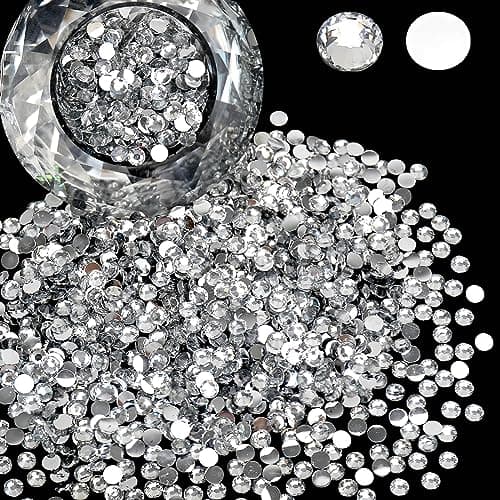 Wholesale Bulk Bag 1000PCS 6mm Resin Flat Back Rhinestone Clear Crystal Round Non Hotfix Flatback Resin Rhinestones for Nails Tumblers DIY Bling Embellishments Loose Glitter Crystal Diamond Stone