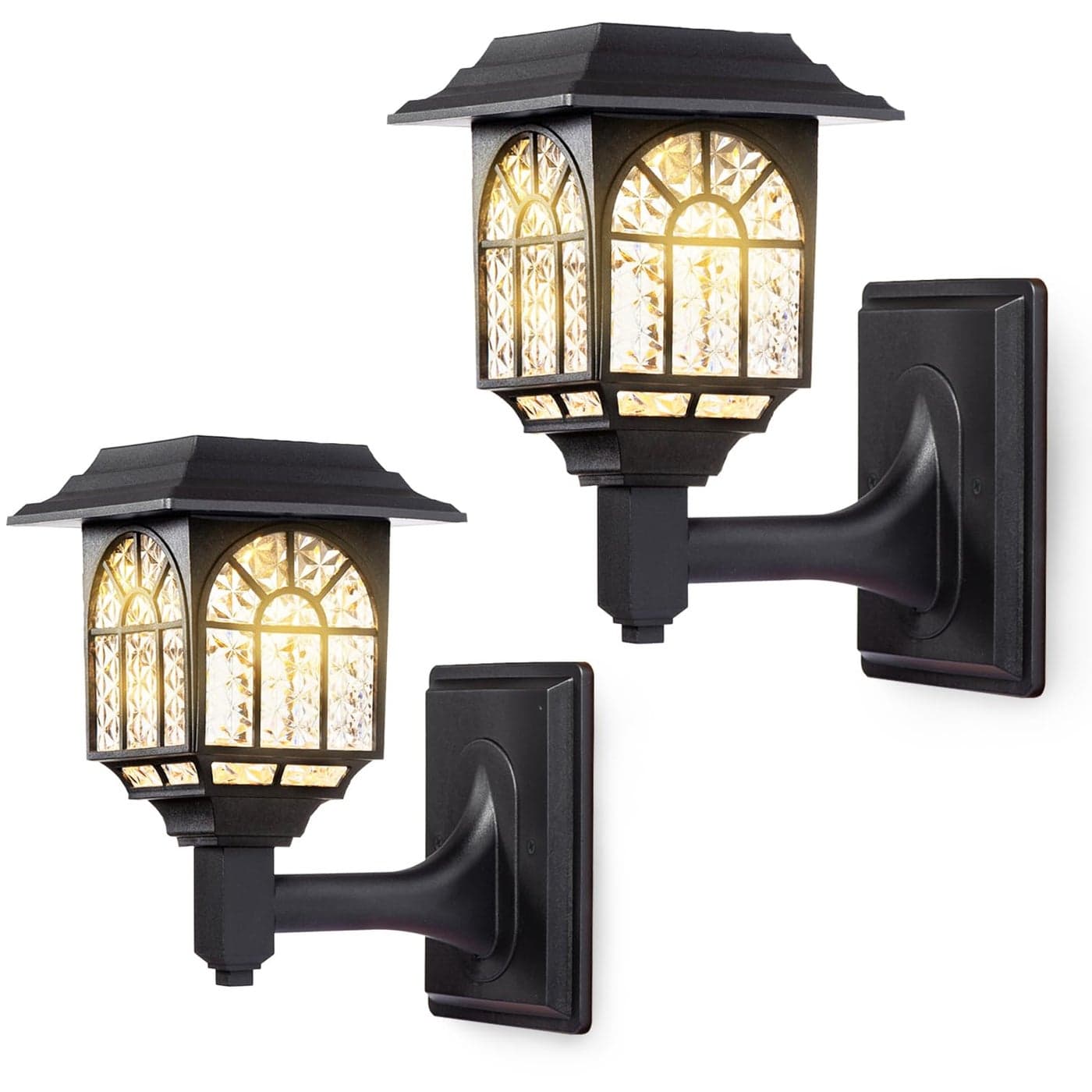 LeiDrail Solar Fence Lights 2 Pack Solar Lights Outdoor Waterproof Lantern Warm White LED Wall Deck Post Landscape Lighting for Garden Yard Patio Front Door