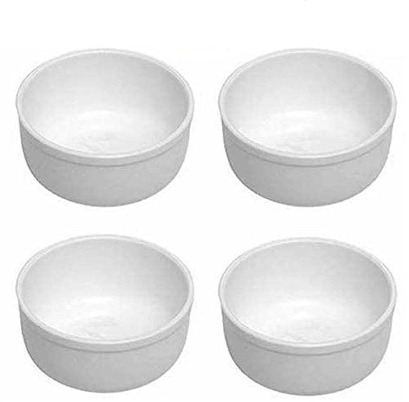 Swift International Round Plastic Serving Bowl, Acrylic Dinner Lunch Katori/Bowl, Multipurpose Bowls for Serving Curry, Pudding, Ice Cream, Soups, Desserts Bowl Set (White) (4 Bowls)