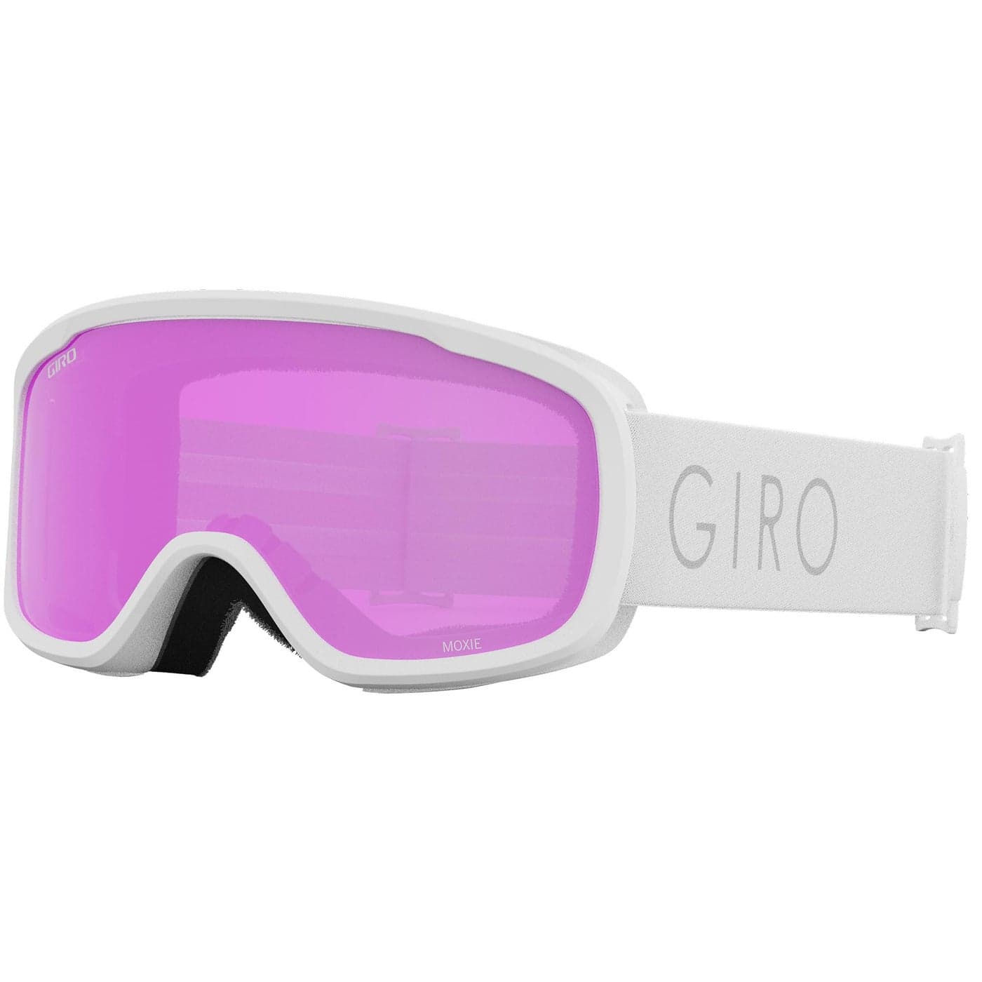 Giro Moxie Asian Fit Ski Goggles - Snowboard Goggles for Women & Youth - White Core Light Strap w/Amber Pink/Yellow Lenses