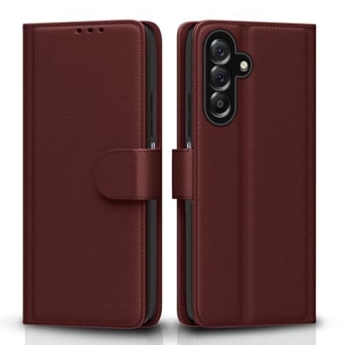 Pikkme Flip Cover for Samsung Galaxy M17 5G / A17 5G / F17 5G Leather Finish | Inside TPU with Card Pockets | Wallet Stand and Shock Proof | Complete Protection Flip Case(Brown)