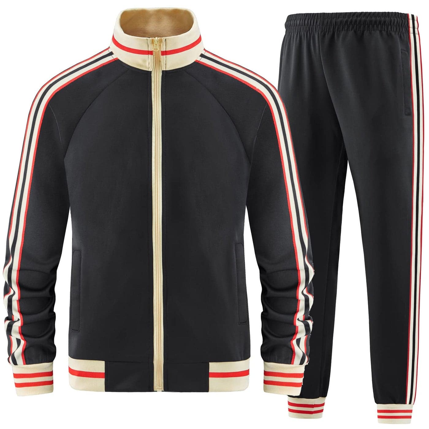 dioxoib Track Suits for Men Set 2 Piece Tracksuits Mens Sweatsuits Sets Jogging Two Piece Outfits Athletic Clothes Jogger Sweat Suits Running Sport leisure Clothing Black Ai-TZ001-XL