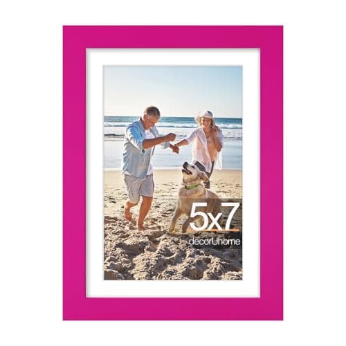 decorUhome 5x7 Picture Frame, Display Pictures 4x6 with Mat or 5x7 without Mat, Wall & Tabletop Display Photo Frame, Magenta, 1 Pack
