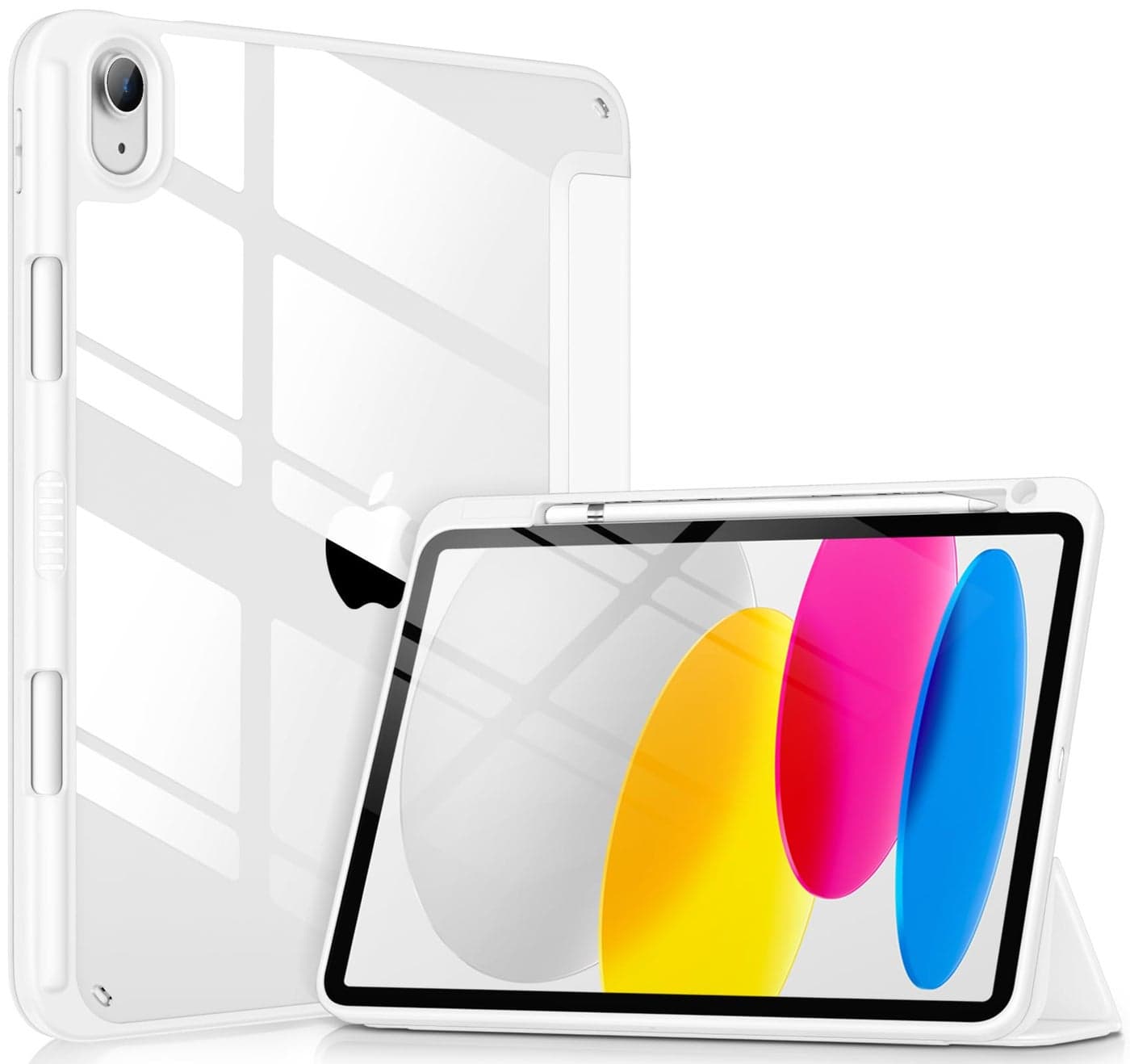 VIKESI Case for iPad A16 11inch 2025 and iPad 10th Generation 109 Inch 2022 Clear Back and TPU Shockproof Frame Cover Builtin Pencil Holder Support Auto SleepWake White