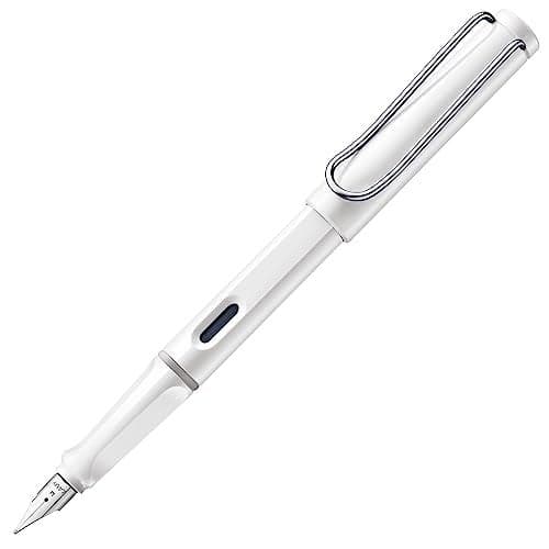 LAMY safari white Fountain Pen with ergonomic grip polished steel nib in size EF ideal for any Writing Calligraphy including LAMY T 10 blue cartridge RightHanded
