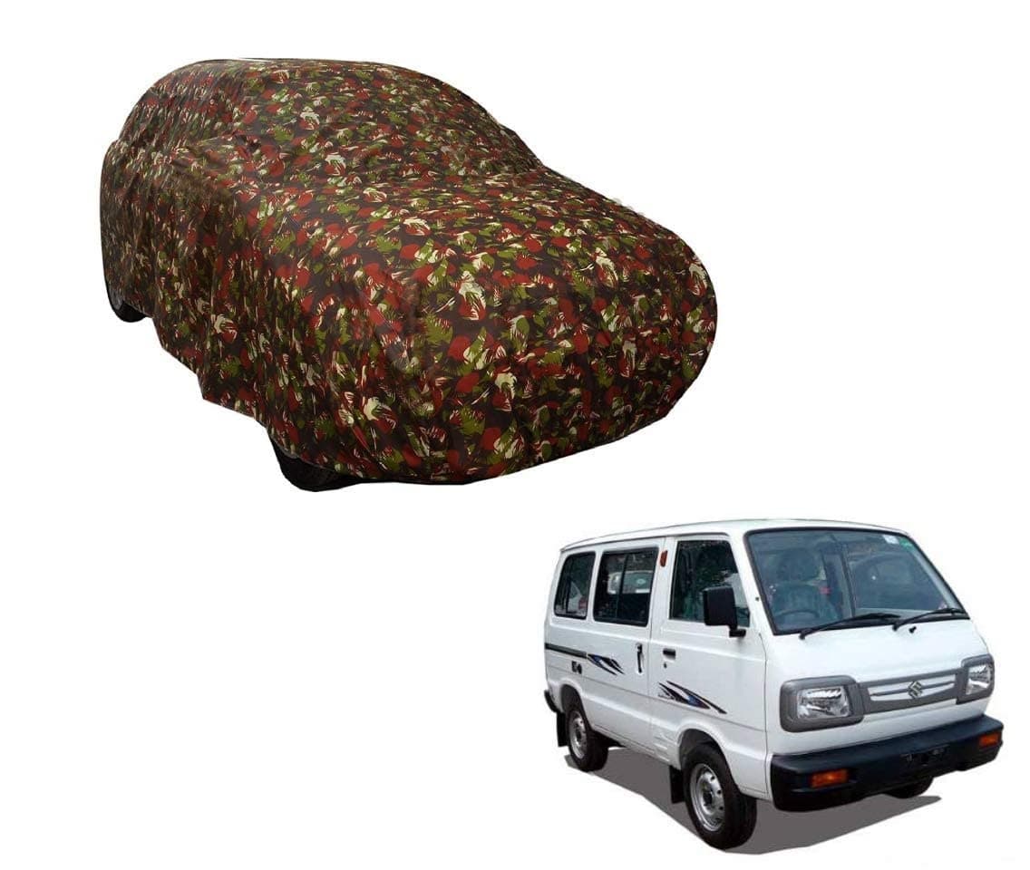 Auto Hub Car Cover Compatible with Maruti Omni with Weather Proof, Triple Stitched, Omni Car Cover- Jungle Look
