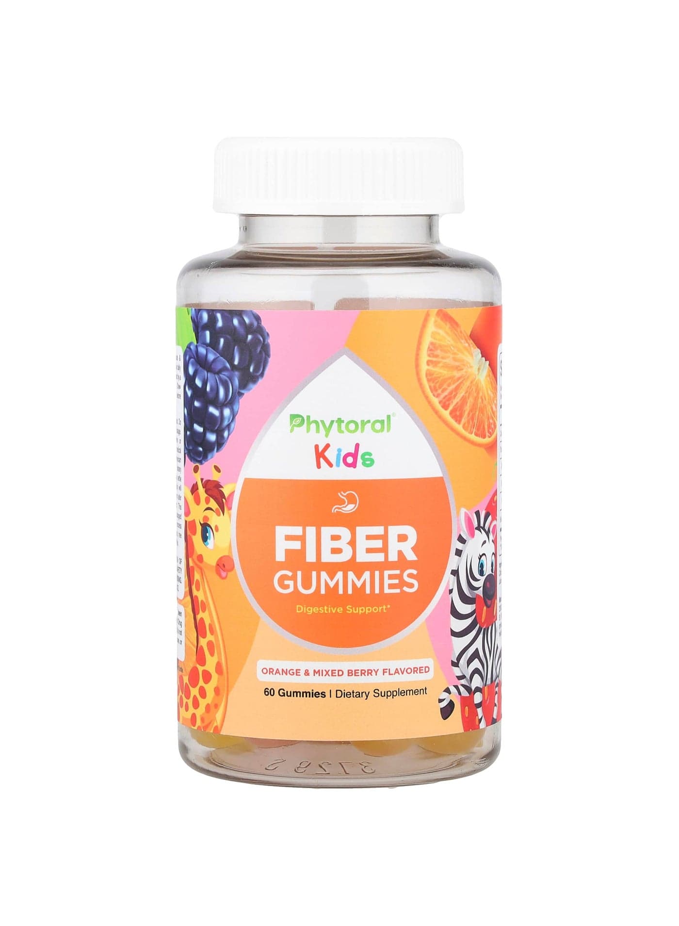 Kids, Fiber Gummies, Orange & Mixed Berry, 60 Gummies