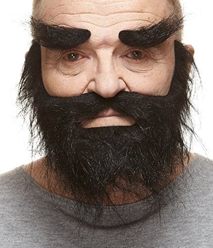 Mustaches Self Adhesive Novelty Realistic Traper Fake Beard Fake Mustache and Fake Eyebrows Black Color