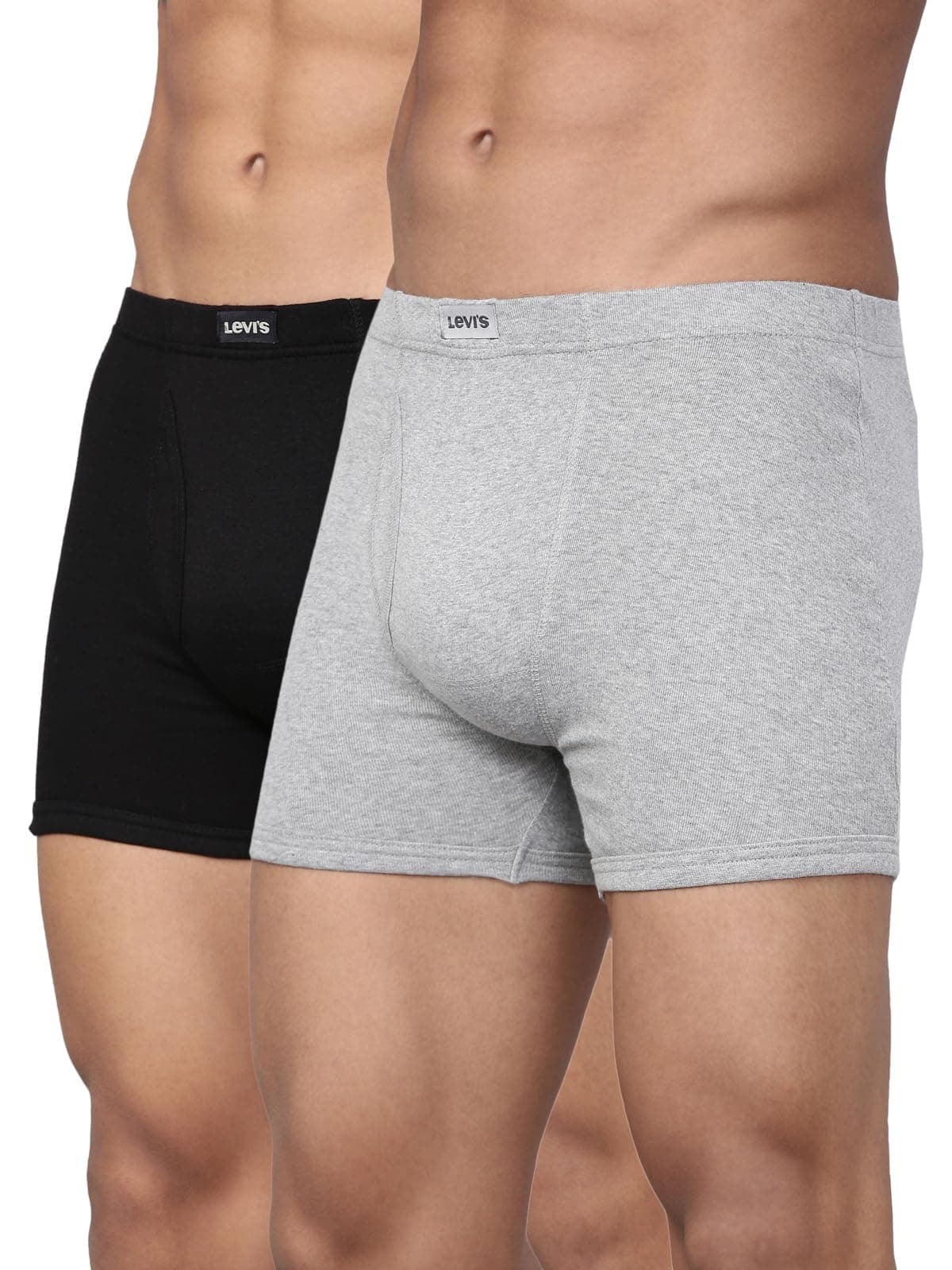 Levi's Men's Cotton BOXER BRIEF (Pack of 2) (PR8257BB_Lt. Grey Melange, Black_M_Lt. Grey Melange,Black_M)