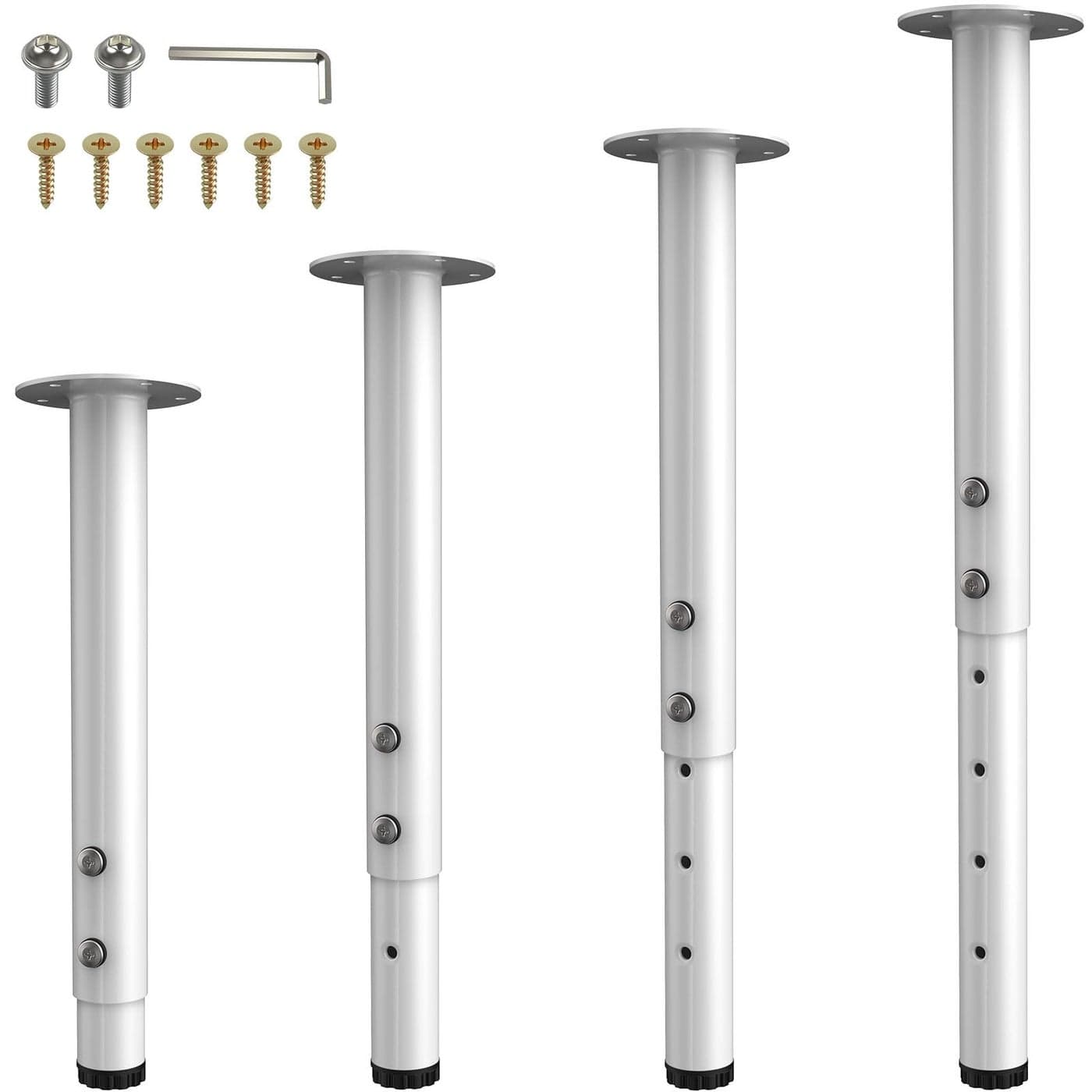 FOROIRON Adjustable Table LegsMetal Adjustable Height Desk LegsAdjustable Furniture Legs for Table Computer Desk Dining Table Office DeskWhite 4 pcs 1324