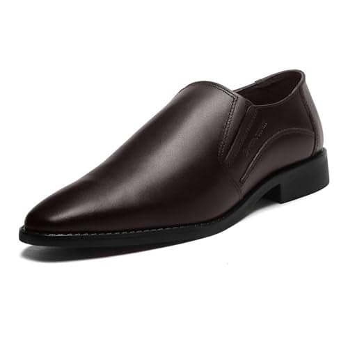 LOUIS STITCH Men's Formal Loafers | Italian Leather Slip-On Moccasins | Business, Formal, Shoes | Perfect for Office, Weddings & Events | Elegant Brown | UK Size 9 (RXSO)