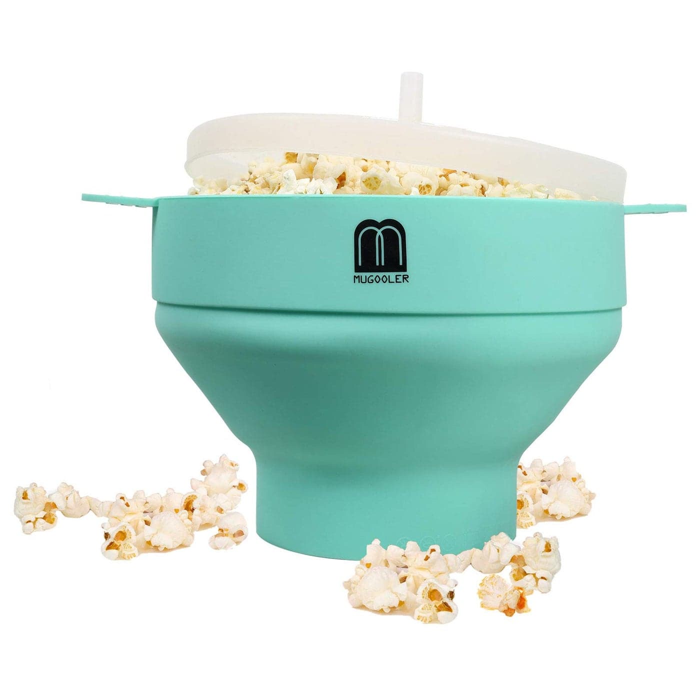 MMUGOOLER Original Microwave Popcorn Popper Silicone Popcorn Maker Collapsible Bowl with Lid Without BPA and Dishwasher Safe Quick EasyBlue