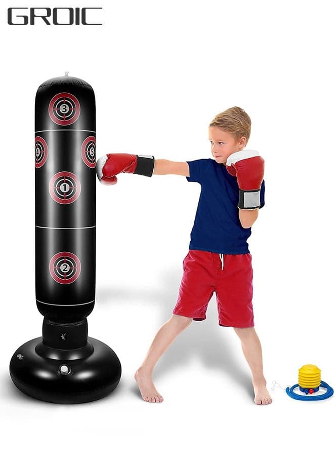 Inflatable Punching Bag for Kids, 63 Inch – Bounce-Back Bop Bag with Stand