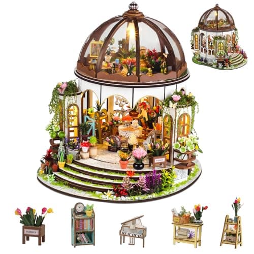 DIY Miniature House KitGreen Garden Mini House Building Kit with LED FurnitureTiny House Dollhouse Kit for Adults Teen HobbyWooden Craft Mini Model KitPlants Lover Home Decor Birthday Gifts