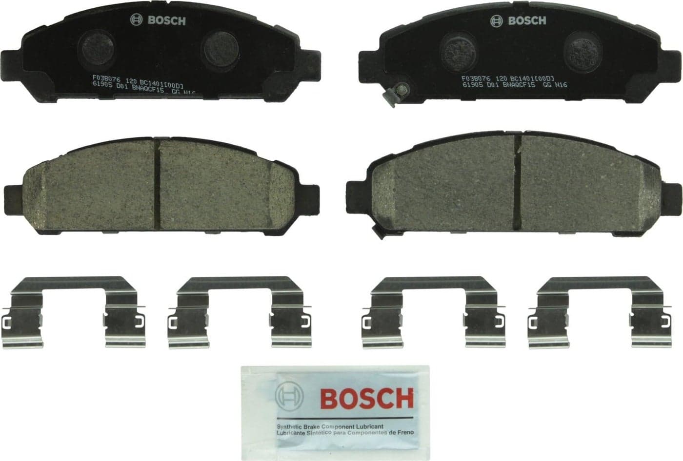 BOSCH BC1401 QuietCast Premium Ceramic Disc Brake Pad Set for Toyota Venza - Front