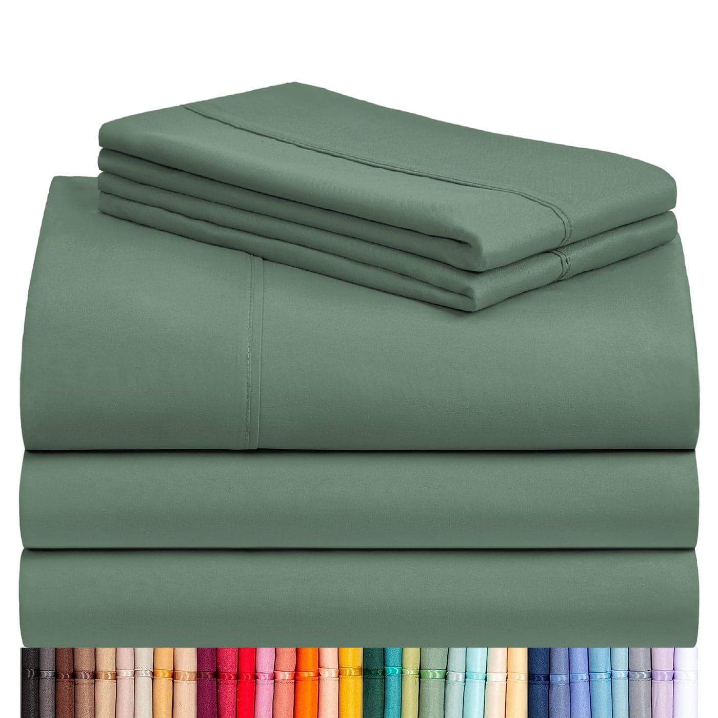 LuxClub 5 PC Split King Sheet Set Breathable Luxury Bed Sheets Deep Pockets 18 Eco Friendly Wrinkle Free Cooling Sheets Machine Washable Hotel Bedding Silky Soft Tree Moss Green Split King