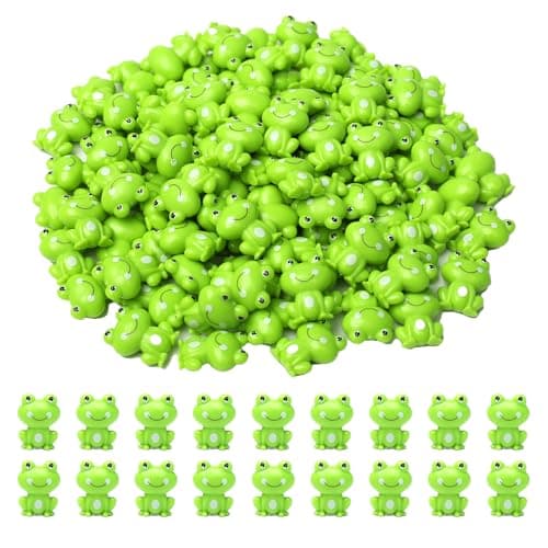 FXMHEHBB 100 Pack Mini Green Plastic Frogs Small Frog Figurine Tiny Frogs to Hide Fairy Garden Miniature Dollhouse Home Decor Frog Decorations for Party