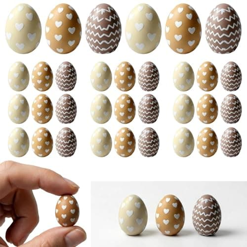 60 Pcs Easter Resin Mini Craft Bulk Miniature Bunny Egg Figures for Vase Fillers DIY Slime Charms Fairy Garden Accessories Cute Animal Cake Toppers Table Scatter Party DecorationNutralEgg