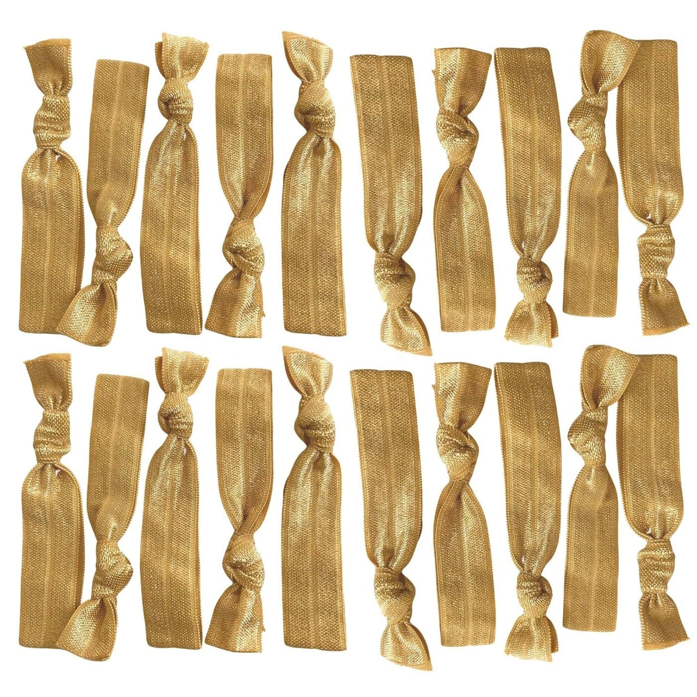 Kenz Laurenz Hair Ties 20 Elastics Ponytail Holder Set No Crease Ribbon Bands Gold