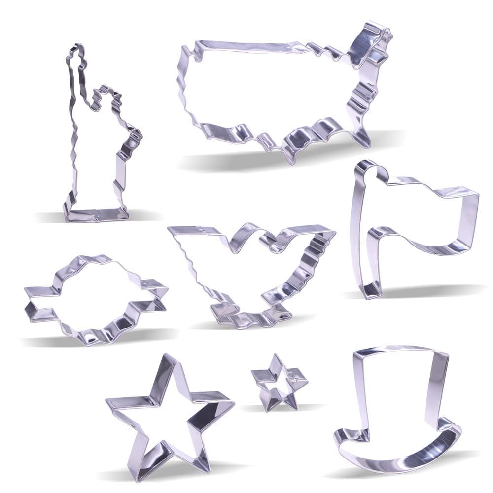 4th of July Cookie Cutter Set 8 Piece Stainless Steel