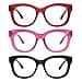 JiSoo 3 Pack Oversized Reading Glasses for Women Men 175 Stylish Designer Readers Women 175 RedFuschsiaBlack