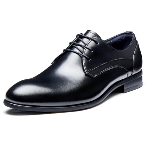Jepsen Gord Men's Dress Shoes Genuine Cowhide Leather Oxfords Lace-Up Formal Shoes for Wedding, Business, Casual, Black, 9