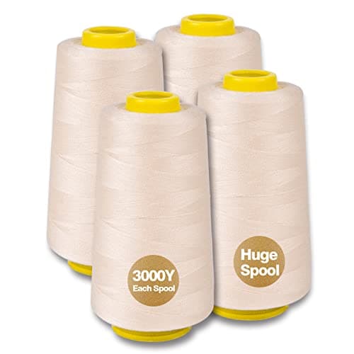 Ivory Serger Thread AllPurpose Thread for Sewing Polyester 4 Cones of 3000 Yards Each Spool for Sewing Machine