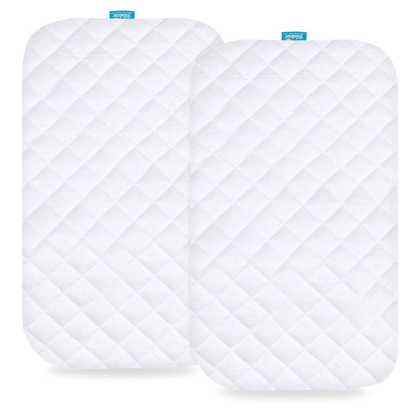 Biloban Bassinet Mattress Pad Cover 2 Pack Waterproof Quilted Ultra Soft Viscose Made from Bamboo Terry Surface Fits Cloud BabyYacul Bedside Crib White 20W x 30L