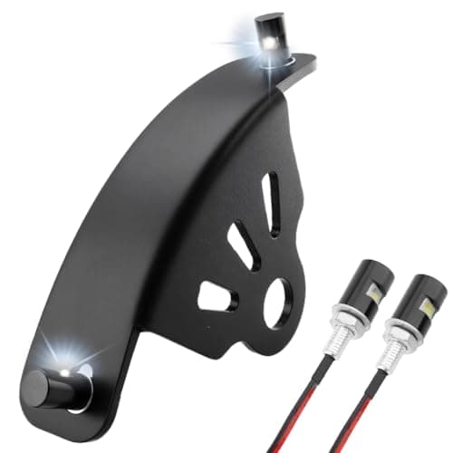 Eagwinger Motorcycle Side Mount Curved License Plate Bracket with LED License Lights Universal Fit for Cruiser Cafe Racer Bobber Chopper Street Bike Scooter Touring (Curved Small, 3/4'' Hole)