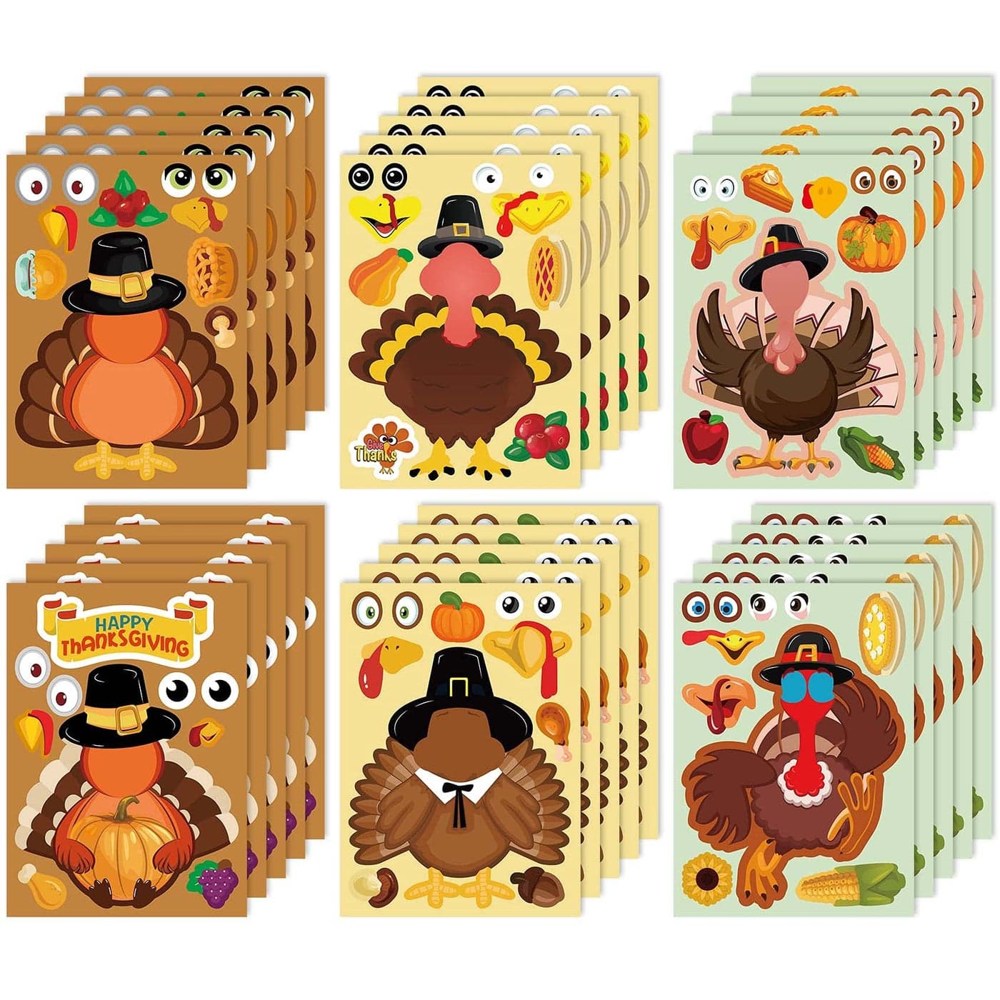 Thanksgiving Stickers for Kids 30pcs Turkey DIY Decorations