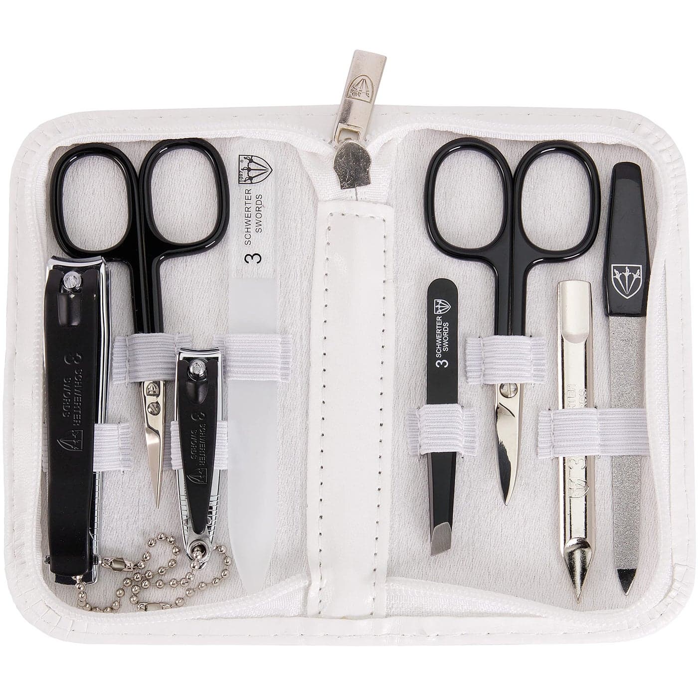 3 Swords Germany brand quality 8 piece manicure pedicure grooming kit set for professional finger toe nail care scissors file clipper fashion leather case in gift box Made by 3 Swords 01634