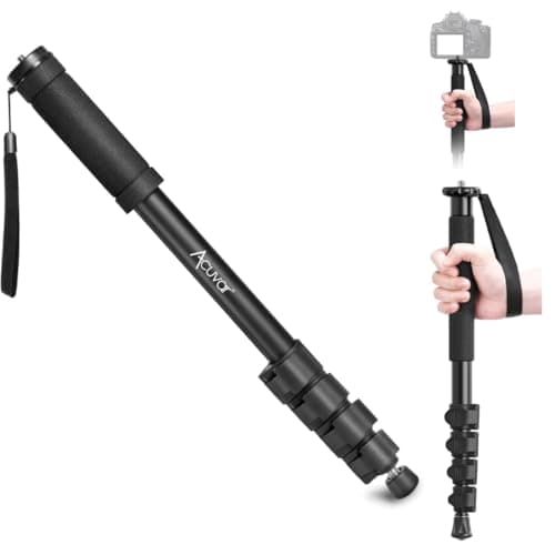 Acuvar 62' Inch Monopod with Integrated Safety Strap and 4 Section Extending Pole for All Digital Cameras, DSLR, Mirrorless, Compact Cameras, Camcorders & Cell Phones