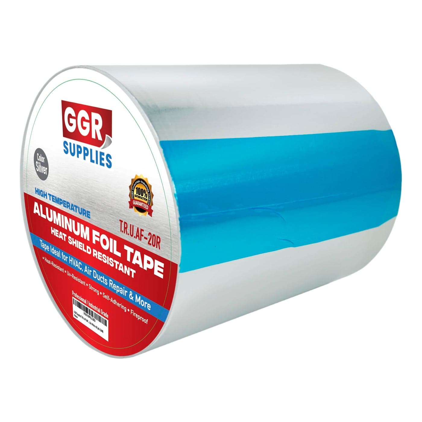 GGR Supplies AF-20R Professional/Industrial Grade High Temperature Heat Shield Resistant Aluminum Foil Tape Ideal for HVAC, Air Ducts Repair (3.6Mil): 6 in. Wide x 50 yds.